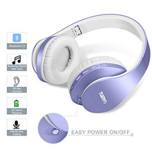 Load image into Gallery viewer, Bluetooth Headphones,Tuinyo Wireless Headphones Over Ear with Microphone, Foldable & Lightweight Stereo Wireless Headset for Travel Work TV PC Cellphone -Purple