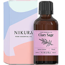 Load image into Gallery viewer, Nikura | Clary Sage Essential Oil - 50ml - 100% Pure, Natural and Vegan, for Stress Relief and Hair Growth | Aromatherapy, Diffusers