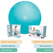 Load image into Gallery viewer, BABYGO® Birthing Ball For Pregnancy Maternity Labour &amp; Yoga + Our 100 Page Pregnancy Book, Exercise, Birth &amp; Recovery Plan, Anti-Burst Eco Friendly Material 65cm Includes Pump
