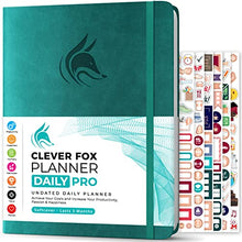Load image into Gallery viewer, Clever Fox Planner Daily PRO - Daily Life Planner and Gratitude Journal to Increase Productivity, Time Management and Hit Your Goals, Undated, A4 Size - 21.5x28cm, Lasts 3 Months (Turquoise)

